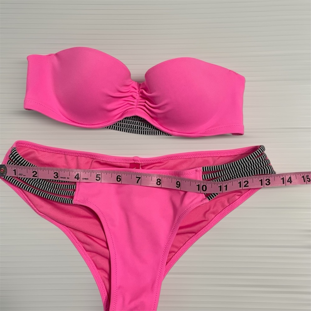Victoria's Secret Vibrant Pink Bikini with Striped Detail - Picture 9 of 11